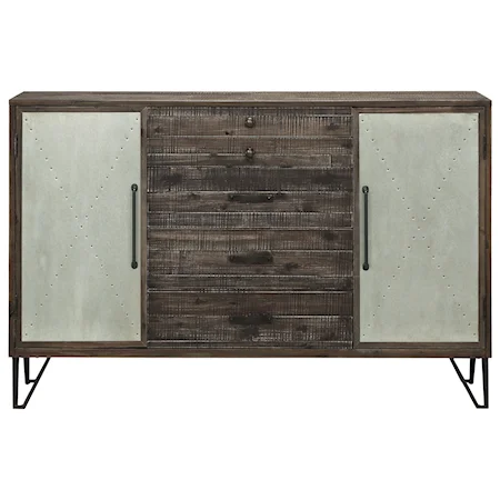 Industrial Two Door, Five Drawer Credenza